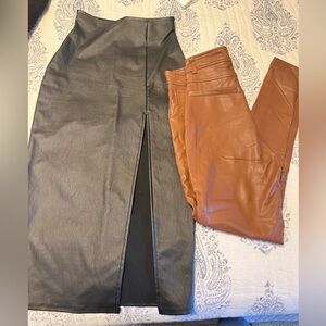 Leather skirt and pants